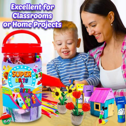 Goody King Arts and Crafts Supplies for Kids - Craft Art Supply Jar Kit for Student Age 4 5 6 7 8 9 10 Year Old Crafting Activity - Collage Arts Set for Toddlers Preschool DIY Classroom Home Project - size: Small