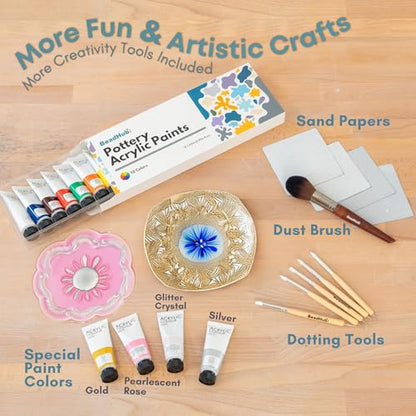 Air Dry Clay Pottery Kit for Adults Beginner, Starter Kit with 4.4Lbs Air-Dry Modeling Clay, Sculpting Tools, Paint & Glaze, Molding, Sculpt & Painting Set Hobby DIY Art Craft Kits (Gray Beige) - color: Gray Beige