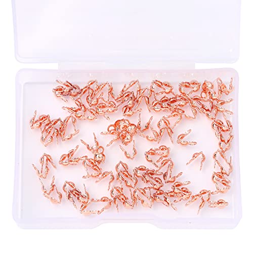 BEADIA Rose Gold Plated End Caps Non Tarnish 3x6mm 200pcs for Jewelry Making Findings - color: End Caps Rose Gold, size: 3x6mm