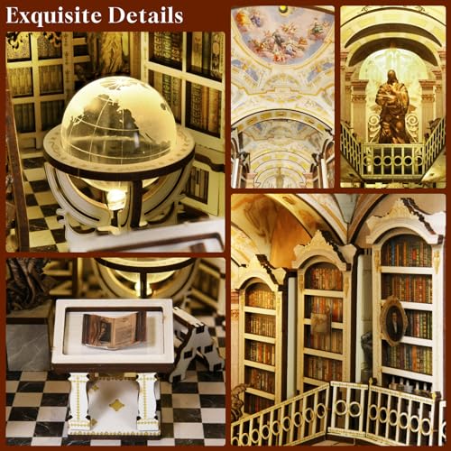 MiniCity Library of Gods DIY Book Nook Kit, Miniature House Puzzle with LED - color: Library of Gods