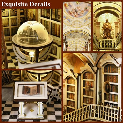 MiniCity Library of Gods DIY Book Nook Kit, Miniature House Puzzle with LED - color: Library of Gods
