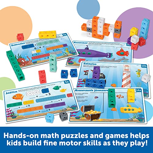 Learning Resources MathLink Cubes Kindergarten Math Activity Set Sea Adventures! - 115 Pieces, Age 5+, STEM Teaching Toys, Kindergartner Games - style: Sea Adventures