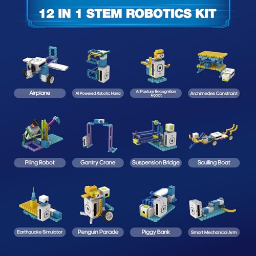 12 in 1 Coding Robot Kit ICBricks for Kids 6+, 240+ Piece Educational AI STEM Remote Building Learn to Code with Hub,Motor,Sensor,APP Control for Girls Boys Gift - style: ICBrick