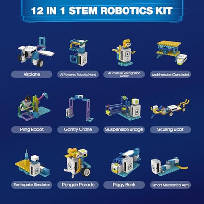 12 in 1 Coding Robot Kit ICBricks for Kids 6+, 240+ Piece Educational AI STEM Remote Building Learn to Code with Hub,Motor,Sensor,APP Control for Girls Boys Gift - style: ICBrick