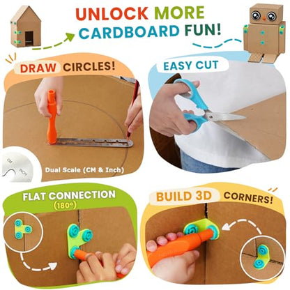 Kibbidea Cardboard Cutter for Kids, Cardboard Construction Tool Kit - size: 170 PCS