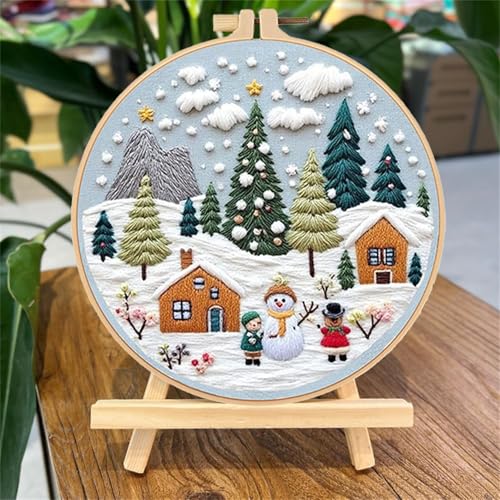 SCECALA 3 Pack Gnome Christmas Embroidery Kit - color: Gray Red
