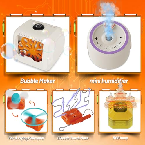 Science Kits for Kids - STEM Kits for Kids, Electronics Exploration Kit, Over 420 Projects, 50 Circuit Parts with Bubble Maker，Fan & Flying Helicopter, STEM Educational Toy Gifts for Boys& Girls - style: D9003-50 Circuit Parts