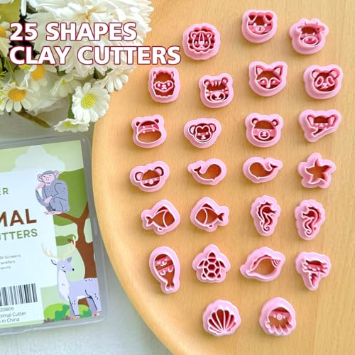 Keoker Polymer Clay Cutters - 25 Shapes Animal Faces for Jewelry Making, Small Earring Cutters (Ocean & Animal Studs) - color: Ocean & Animal Studs