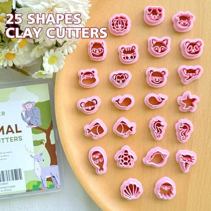 Keoker Polymer Clay Cutters - 25 Shapes Animal Faces for Jewelry Making, Small Earring Cutters (Ocean & Animal Studs) - color: Ocean & Animal Studs