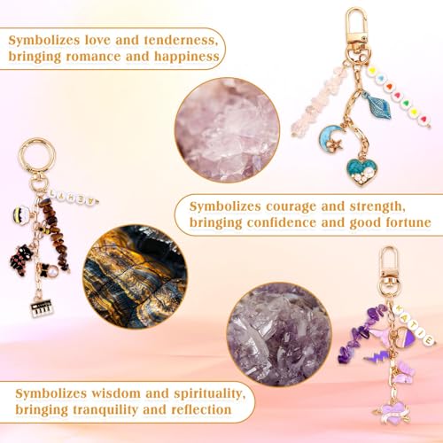 674 Pcs Lipgloss Keychain Making Kit,Bag Charm Kit with Crystal Stone - color: 674 Pcs Keychain