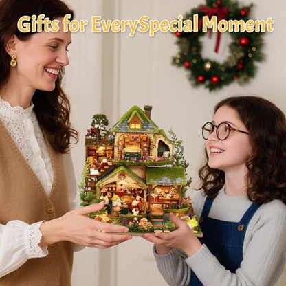 DIY Miniature House Kit with LED Lights, Forest Adventure Wooden Mini House Building Kit for Adults & Teens, Creative Crafts for Women, Friends & Hobbyists - style: Forest Adventure