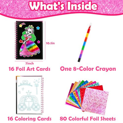 FUNNYB&G Foil Art Craft Kit for Kids, Sparkly Birthday Gift Toy for Girls - style: Princess