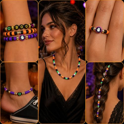 Halloween Bracelet Making Kit with Disc Beads and Gold Tone Spacers - color: style 01