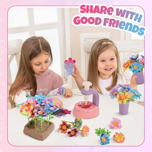 R RUCKERCO Flower Bouquet Craft Kits, DIY Arts and Crafts for Kids 4-6-8,Kids Crafts and Toys for Girls Toddler Activities Girl Art, 4 5 6 7 8+Year Old Girl Birthday Gifts Ideas Gifts for Girls 8-12