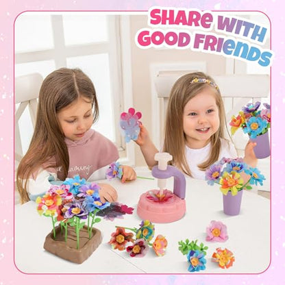 R RUCKERCO Flower Bouquet Craft Kits, DIY Arts and Crafts for Kids 4-6-8,Kids Crafts and Toys for Girls Toddler Activities Girl Art, 4 5 6 7 8+Year Old Girl Birthday Gifts Ideas Gifts for Girls 8-12