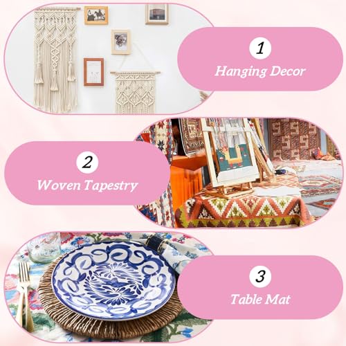 7 Pcs Rectangle Weaving Loom Kit, Wooden DIY Craft Small Weaving Loom Bookmark Looms with Wooden Stick, Comb, Crochet Needle for Beginners Adults, Creative Art Projects Gift for Mother's Day Birthday