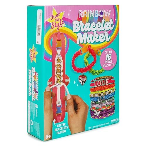 Just My Style Rainbow Bracelet Maker, Jewelry Making Kit with Easy-to-Use Bracelet Maker Tool, Friendship Bracelet Kit, 6 Year Old Girl Gifts, Gifts for Girls, Bracelet Making Kit for Girls - color: Rainbow Bracelet