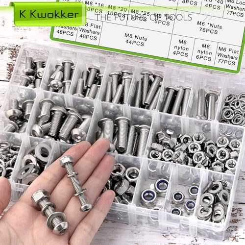 500Pcs M6 M8 Button Head Hex Socket Metric Screws Assortment Kit - size: G. M6 M8