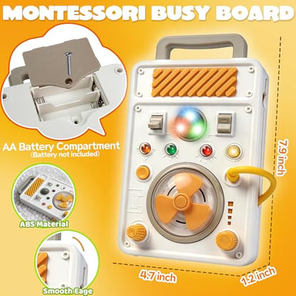 UIIOPJIOM Montessori Toy Busy Board for 1 Year Old, Airplane Essential Travel Toys Roadtrip Activities for Toddler Boy Toy Educational Learning Activity Sensory Board for Toddler 1 2 3 Girl Gift
