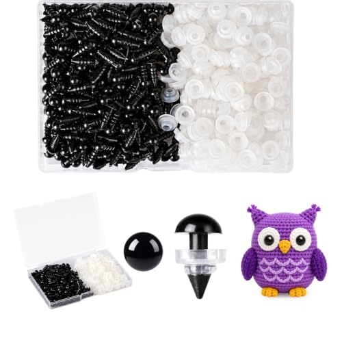 Vanblue Safety Eyes 260PCS 8mm Plastic Black Craft Eyes with Washers Teddy Bear Eyes for Amigurumi Stuffed Animals Crochet Toys Crafts Making Halloween Decorations - size: 8mm