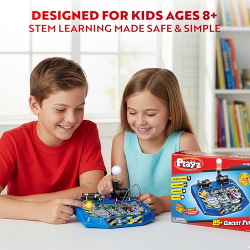 Playz Circuit Board for Kids, Educational Science Kits for Kids Age 8-12 - size: 25+ Experiments