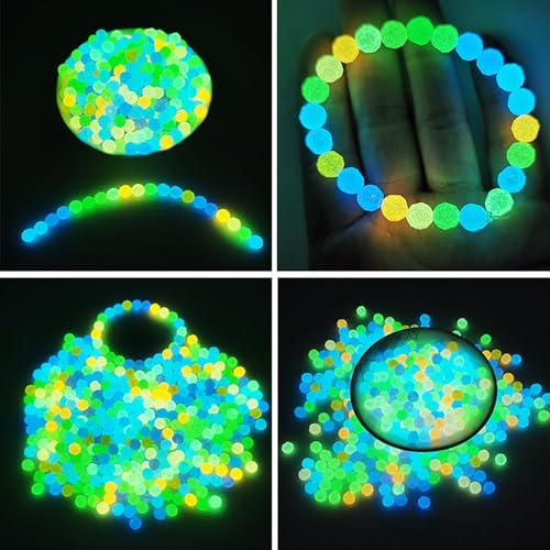 1016Pcs Glow in The Dark Round Beads, 6mm 8mm 10mm Luminous Round Bead Acrylic UV Color Changing Bracelet Beads Sun Sensitive Plastic Glow Bead Bulk for Jewelry Making Bracelets Necklace - color: 6mm+8mm+10mm