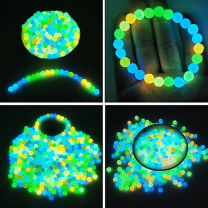 1016Pcs Glow in The Dark Round Beads, 6mm 8mm 10mm Luminous Round Bead Acrylic UV Color Changing Bracelet Beads Sun Sensitive Plastic Glow Bead Bulk for Jewelry Making Bracelets Necklace - color: 6mm+8mm+10mm