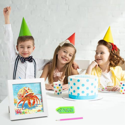 Libfx Diamond Art Kits for Kids with Frame Diamond Art for Girls Boys Beginners Arts and Crafts Birthday Gifts (Hermit Crab) - color: Hermit Crab