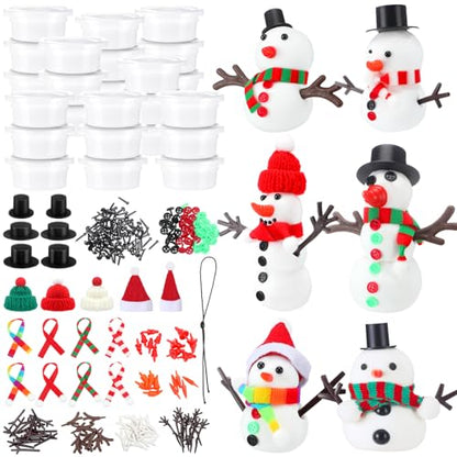 Shappy 24 Pack Build a Snowman Air Dry Clay Kit 326 Pcs Christmas,Snowman - size: 1 inch