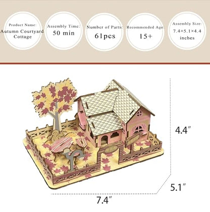 Log Cabin 3D Wooden House Puzzle,DIY Mini Building Model Kit，007 - color: 007
