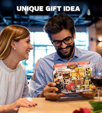 Rowood Miniature House Kit,DIY Miniature Dollhouse Craft Kits for Adults,Mini House Kits with LED,Birthday for Ages 14+(Garage Workshop) - style: Garage Workshop