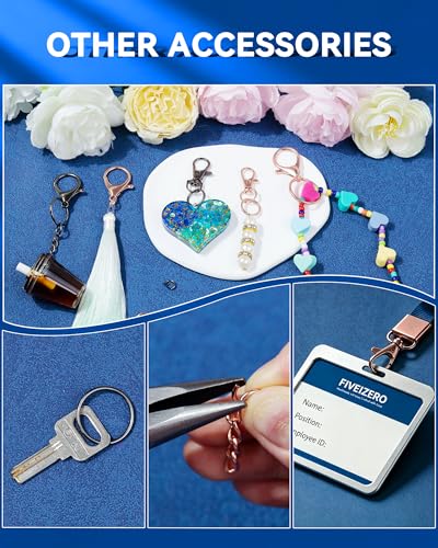 325PCS FIVEIZERO Keychain Making Kit - Black Keychain Clips with Key Rings - color: Black