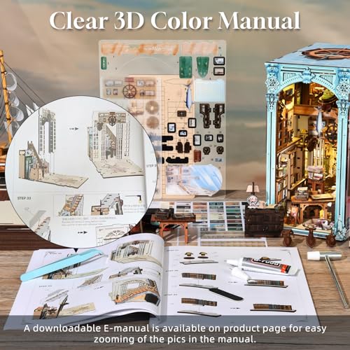 MiniCity Hemingway House Book Nook Kit, 3D Wooden Bookshelf Puzzle with LED - color: Hemingway House