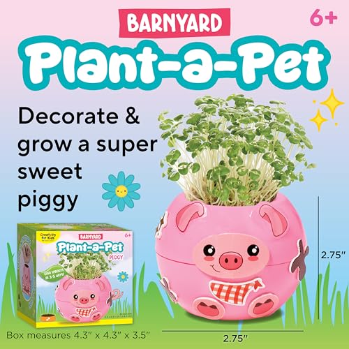 Creativity for Kids Plant-a-Pet Barnyard Pig Kit | Decorate, Plant & Grow Your Own Pet | Chia Seed Gardening Craft | Spring Crafts & Screen-Free Kids Activity (Ages 6+) - style: Pig