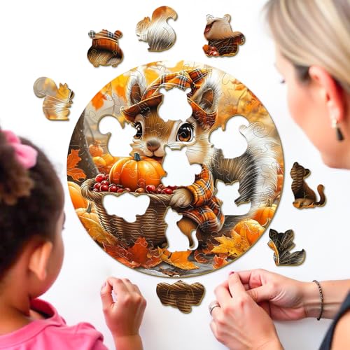 Fall Wooden Puzzles for Kids Ages 6-8 - Squirrel Harvest - color: Squirrel's Harvest