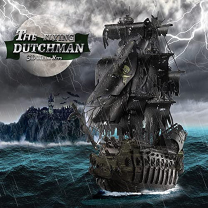 Piececool Metal 3D Puzzles for Adults, Flying Dutchman Pirate Ship Model Kits, 3D Watercraft Model Building Kit, DIY Craft Kits Difficult 3D Puzzles for Family Time, Great Christmas Birthday Gifts - color: Flying Dutchman
