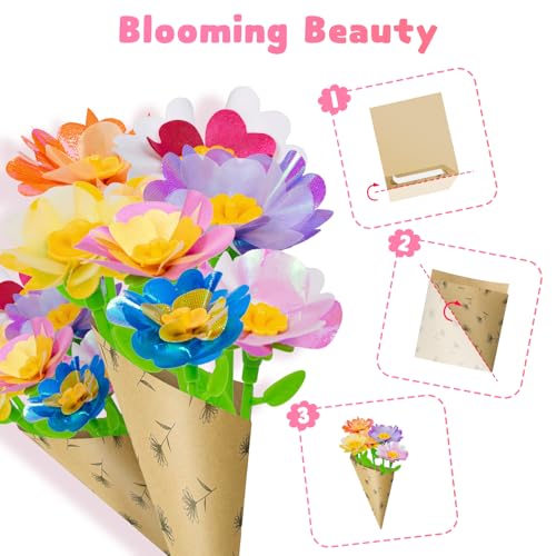 Deesry Craft Kits for Kids Ages 4-8, DIY Arts and Christmas Crafts for Kids, Fabric Flower Bouquets Toys with Storable Box, Flower Making Toy, Birthday Gifts for 4 5 6 7 8 Years Toddler Girl Toys