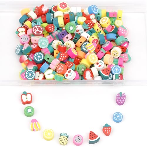 180 Pcs Colorful Fruit Polymer Clay Beads for DIY Bracelet, Necklace, Earring Making - color: 180 Pcs Colorful Fruit
