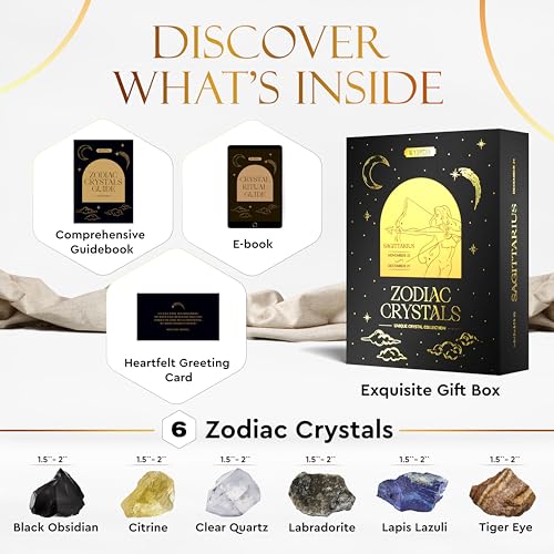 Wyspell Sagittarius Crystal Set - 6 Raw Healing Stones - Zodiac Gifts - color: Sagittarius