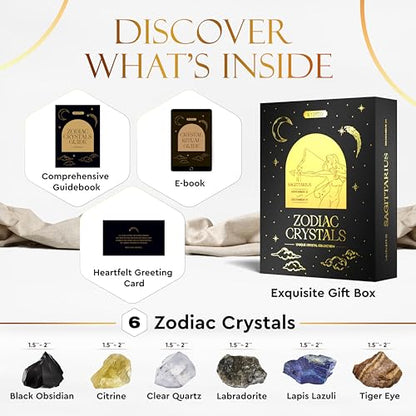 Wyspell Sagittarius Crystal Set - 6 Raw Healing Stones - Zodiac Gifts - color: Sagittarius