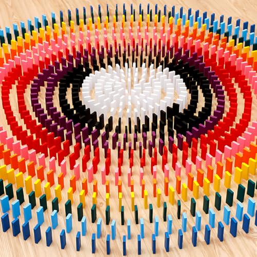 1200 Piece Dominoes Set for Kids, Colorful Dominos Tiles for Building, Stacking, Racing, Tumbling, Wood Domino with Box, Educational Toy - color: 1200pcs