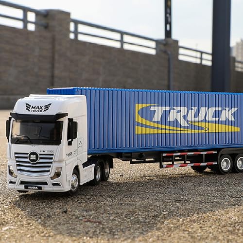 Container Truck Dump Trailer Truck Vehicles Toys,1:50 Scale Dump Trucks with Trailer, Toy Trucks for Kids - color: Trailer Truck Blue