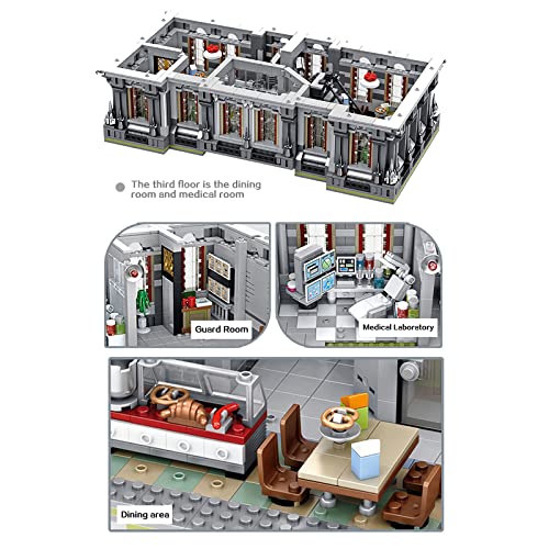ELAICREE 7537 Piece Three Level Madhouse Modular Building Blocks Bricks Set Insane Asylum Hospital Toy Bricks with an LED Lighting - color: Madhouse