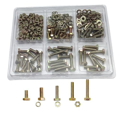 245PCS Nuts and Bolts Assortment Kit, Metric Bolt Assortment, M6 Bolts and Nuts Kit, Grade 8.8 Bolts and Nuts Kit, Metric Bolt Kit, Yellow Zinc Plated Coating, 5 Sizes, Length from 12-30mm - size: 245PCS M6