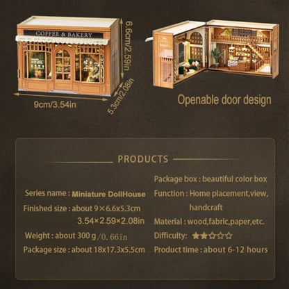 Mini 3D Wooden Doll House Craft Model with LED,DIY Miniature and Furniture Dollhouse Kit,Creative Room Idea for Valentine's Day Birthday Gift (Bagel Time) - color: Bagel Time