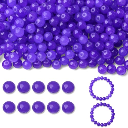 500Pcs Purple Round Glass Beads 8mm for Bracelets and DIY Crafts - color: Purple, size: 8mm 500pcs