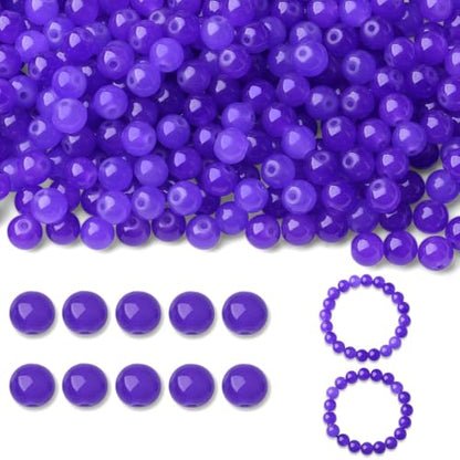 500Pcs Purple Round Glass Beads 8mm for Bracelets and DIY Crafts - color: Purple, size: 8mm 500pcs
