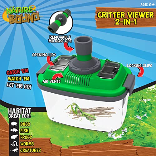 Nature Bound 2-in-1 Habitat with Microscope for Insects and Other Critters, Includes Lid and Removable Portable Microscope - style: Habitat with Microscope