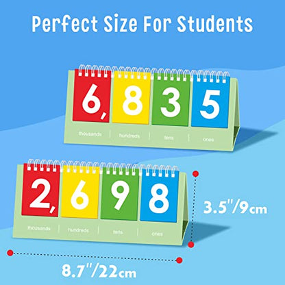 SpriteGru Freestanding Place Value Flip Chart, Double Side with Whole Numbers, Educational Math Learning Tool to Count Place Value to The Thousands