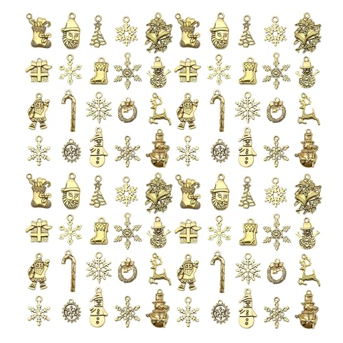 WOCRAFT 60pcs Antique Gold Christmas Bracelet Charms for Jewelry Making Sets DIY Necklace Bracelet Keychain Crafting Charms Kit Craft Supplies (SN826) - color: Antique Gold, size: Christmas Charms